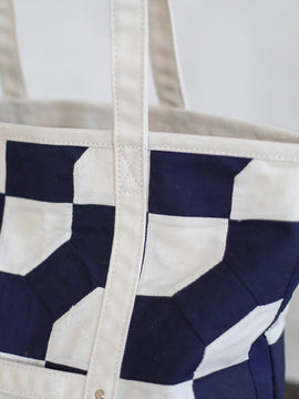 Reclaimed 1940's Era Salvaged Quilt Top Market Tote Bag | Forestbound Bags | Denim Shopping Bag | Reclaimed Bag | Upcycled Bag | Tote Bag