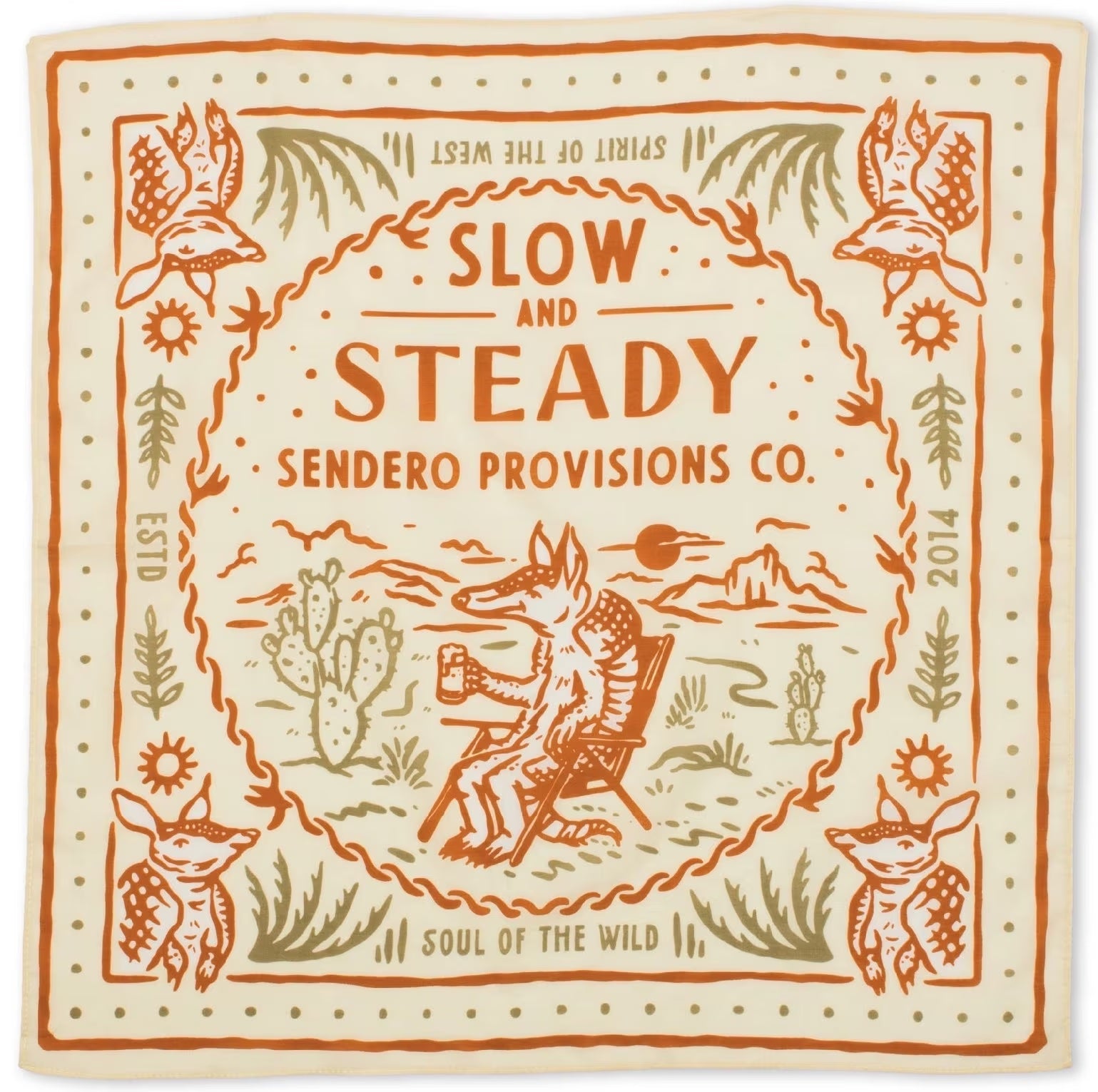 Slow and Steady Armadillo Bandana  | Sendero Provisions Co | 100% Japanese organic cotton