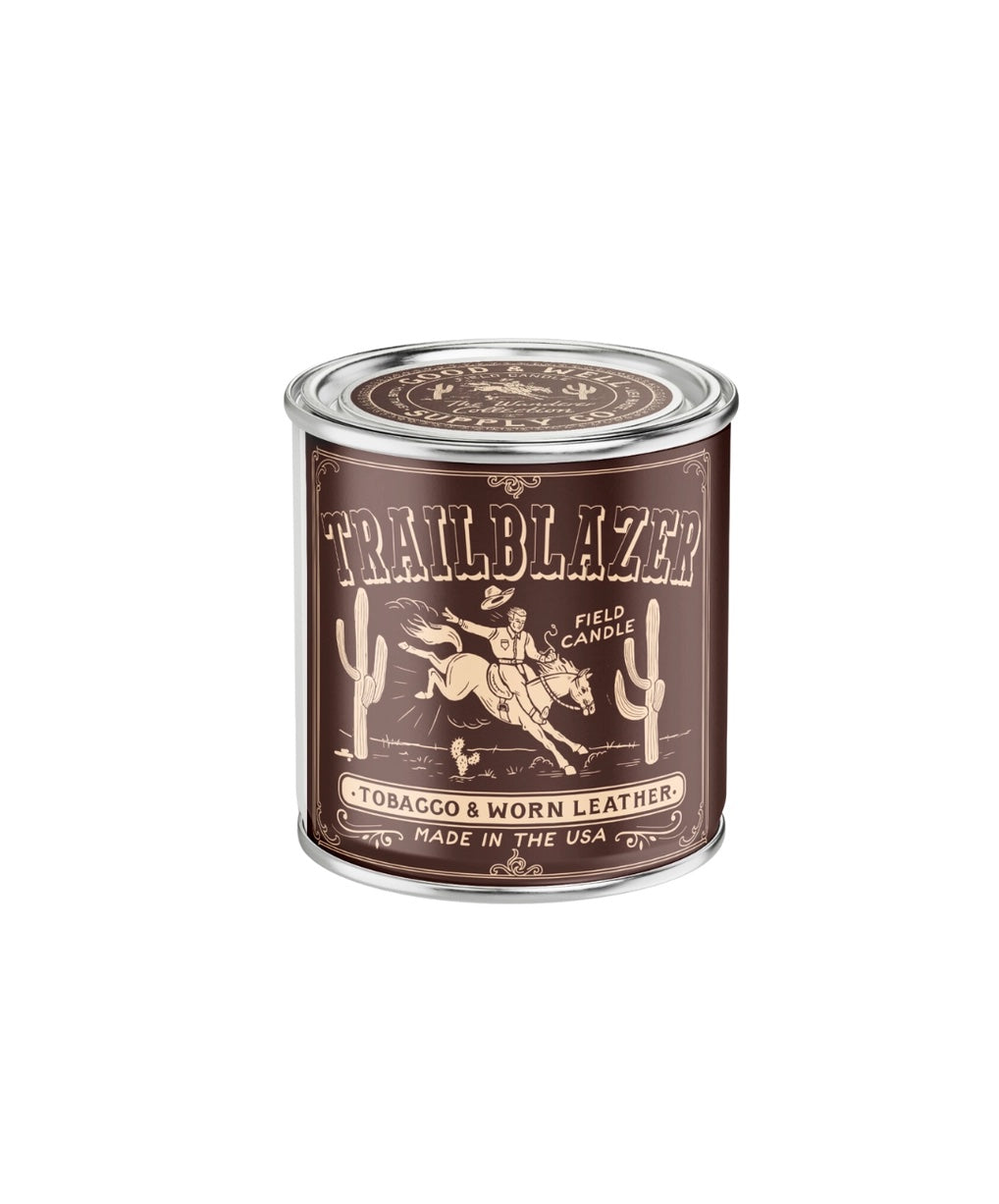 Trailblazer Field Candle | Tobacco & Worn Leather Candle | Good and Well Supply Co.