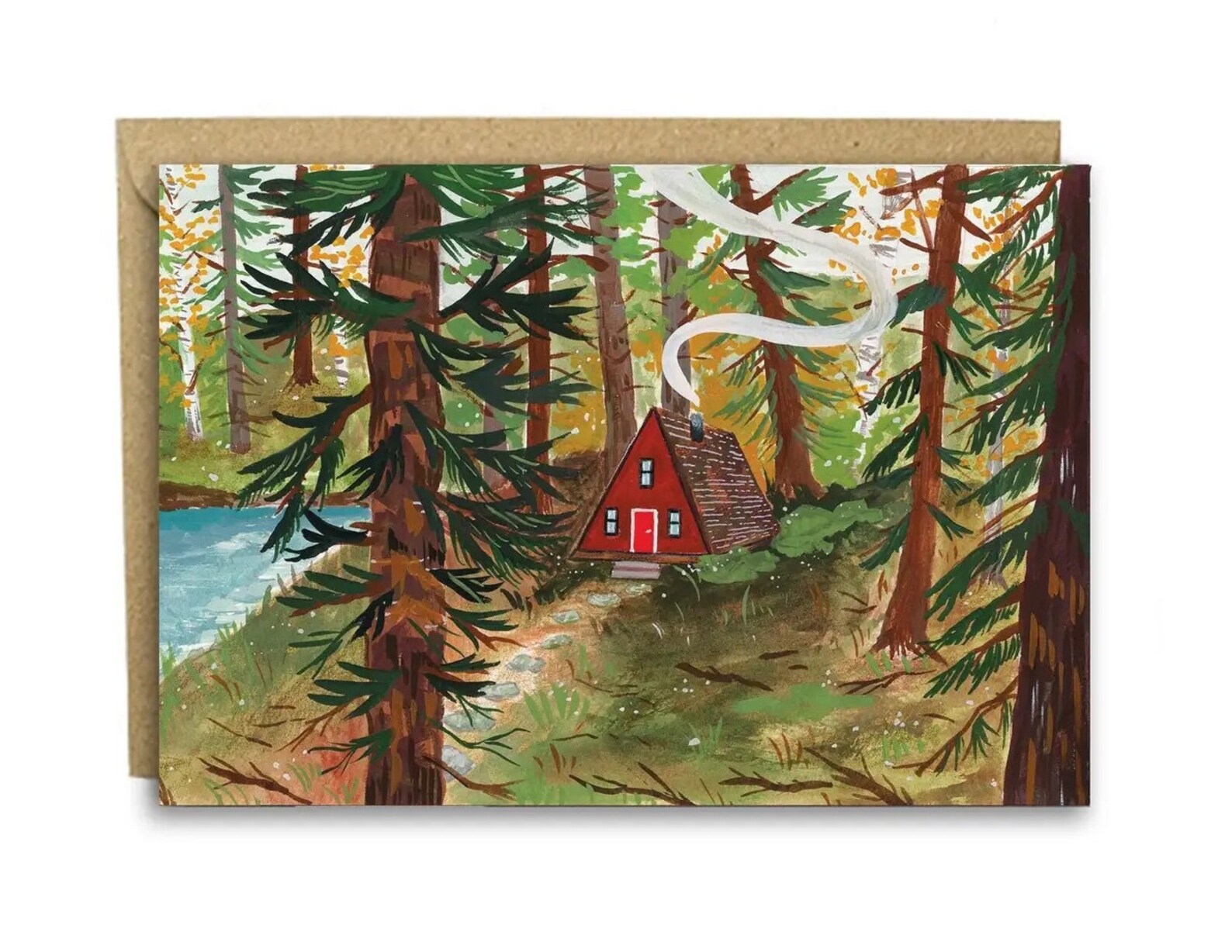 A-Frame Cabin in the Woods Card | Greeting Card | Blank Cards | Adventure Card | Illustration Card | Cabin Forest Card | Charis Raine