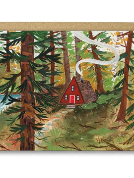 A-Frame Cabin in the Woods Card | Greeting Card | Blank Cards | Adventure Card | Illustration Card | Cabin Forest Card | Charis Raine