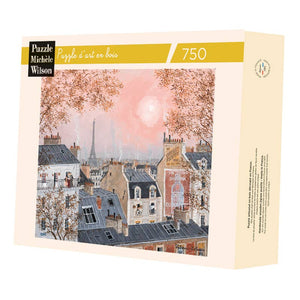 Pink Sky in Winter Hand-cut Art Wooden Jigsaw Puzzle - Harold&Charles
