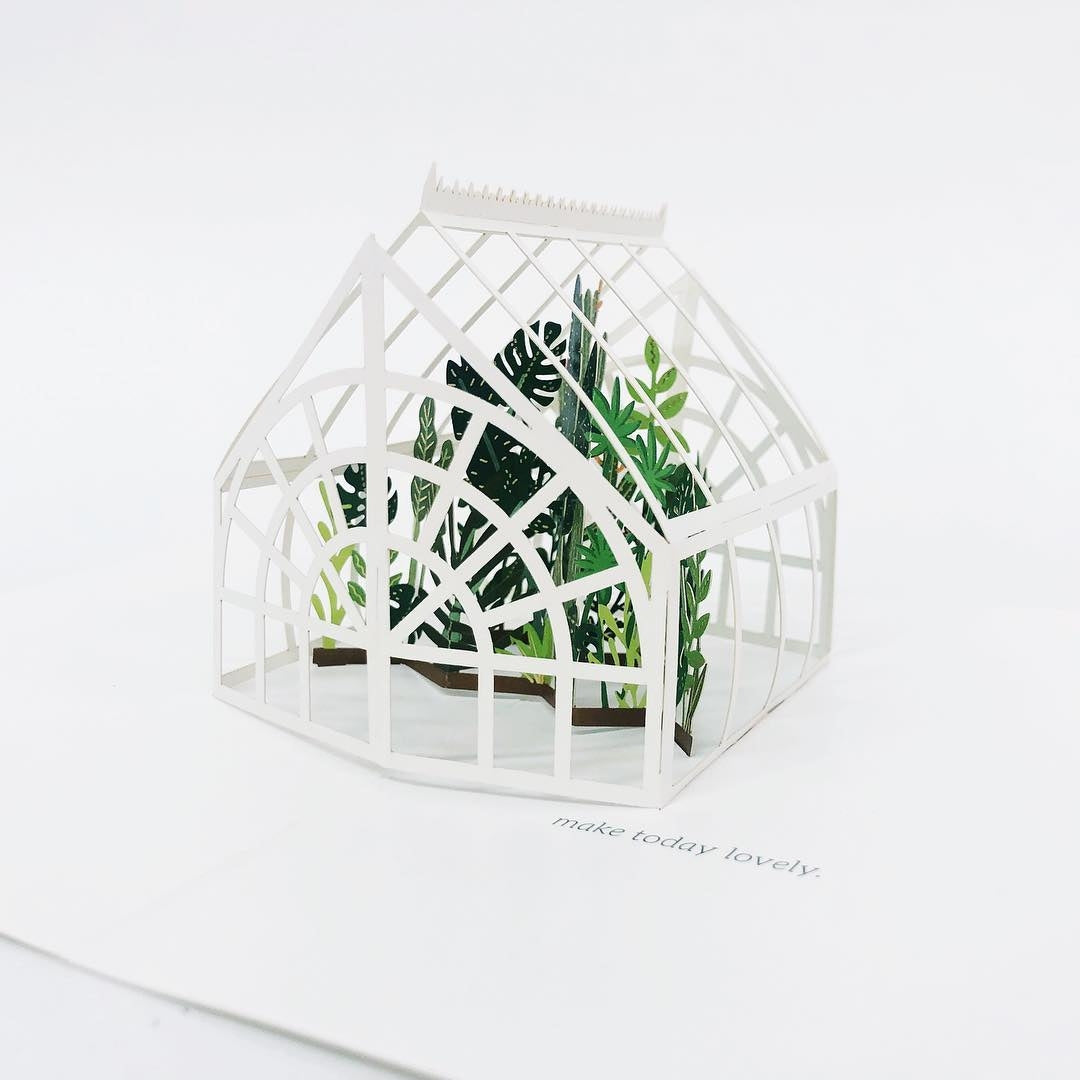 Green House Pop-up Greeting Card UWP Luxe - Harold&Charles