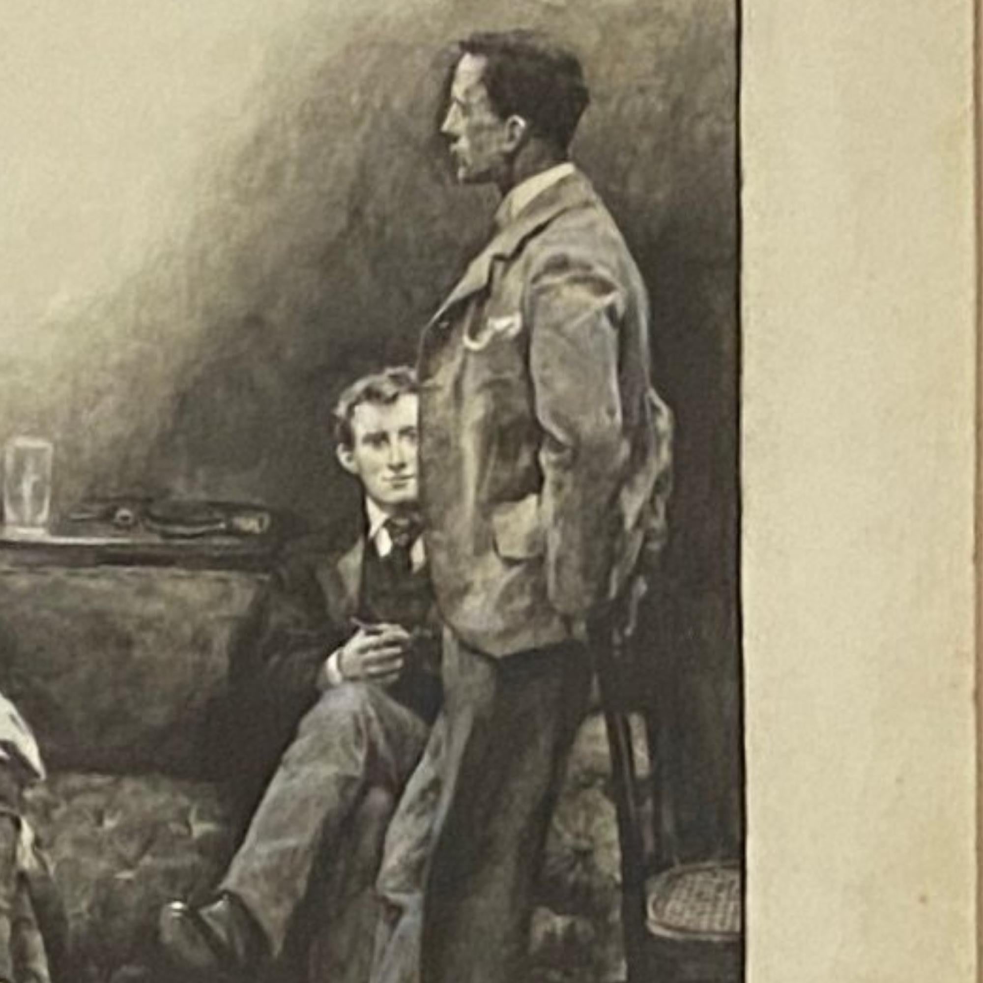 Three Gentlemen Conversing Watercolour Painting - Harold&Charles
