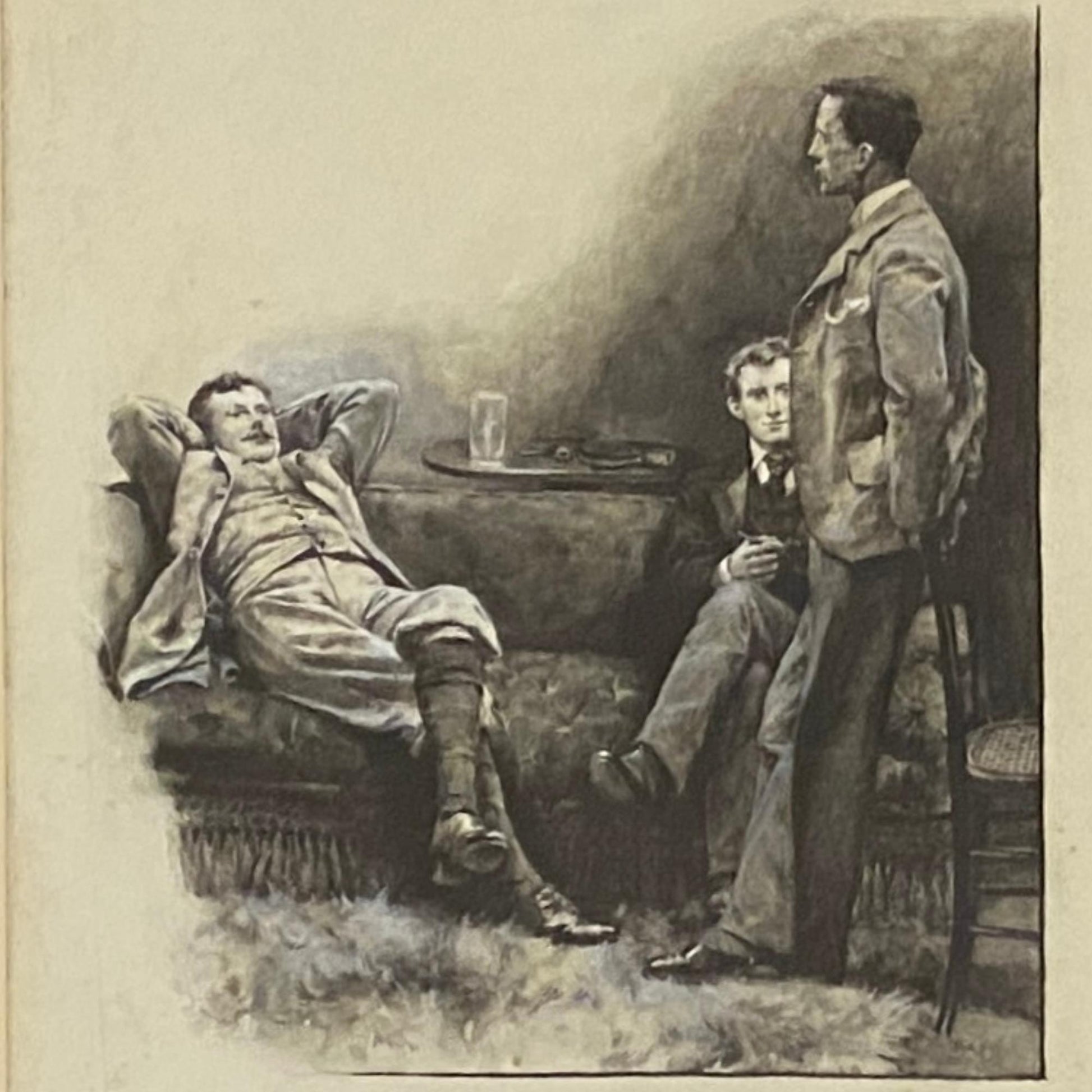 Three Gentlemen Conversing Watercolour Painting - Harold&Charles