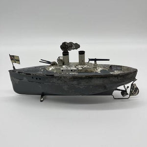 Small German Tin battleship for display