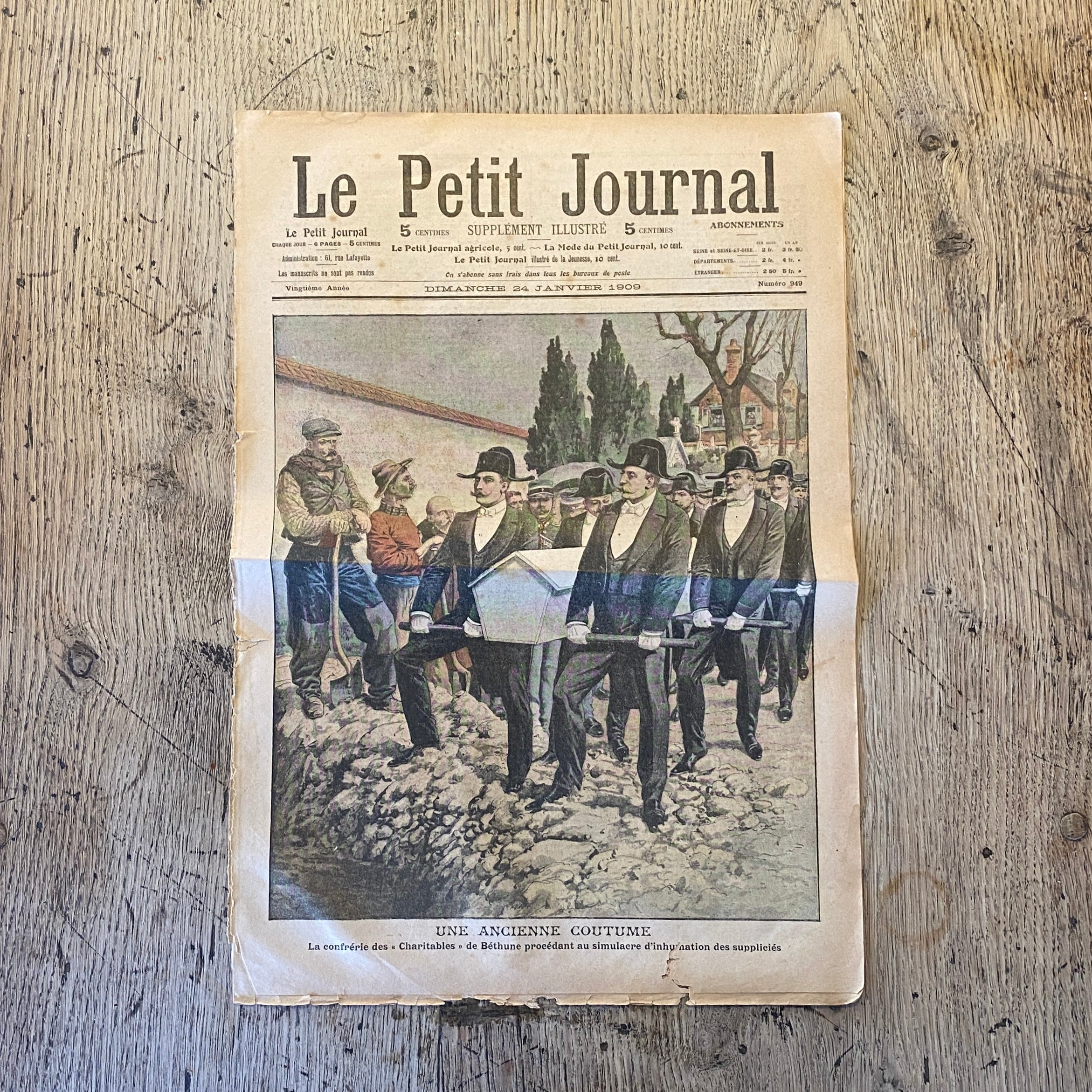 Vintage Newspaper 1909 PJ SCAPHANDRIER COMBAT PIEUVRE TENTACULES FOND MARIN