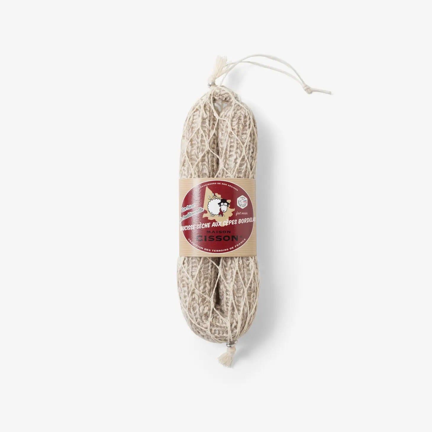 Knitted Dry Sausage with Bordeaux Mushrooms by Maison Cisson