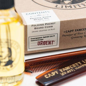 Beard Oil & Folding Pocket Beard Comb by Captain Fawcett - Harold&Charles