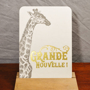 Greeting Card Big News Giraffe by L'Atelier Letterpress - Harold&Charles