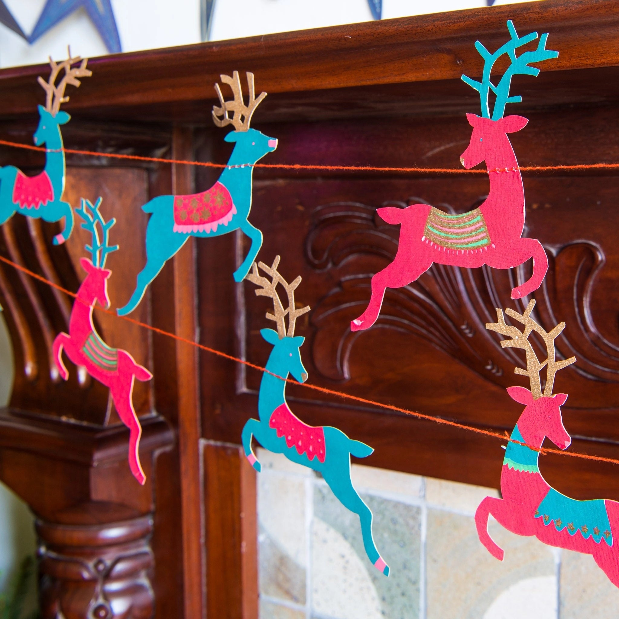 Colourful Reindeer Paper Garland
