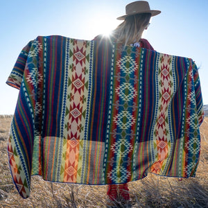 Andean Alpaca Wool Blanket - Galapagos Multi colors